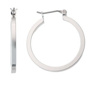 NWT Napier Silver-Tone Flattened Hoop Earrings